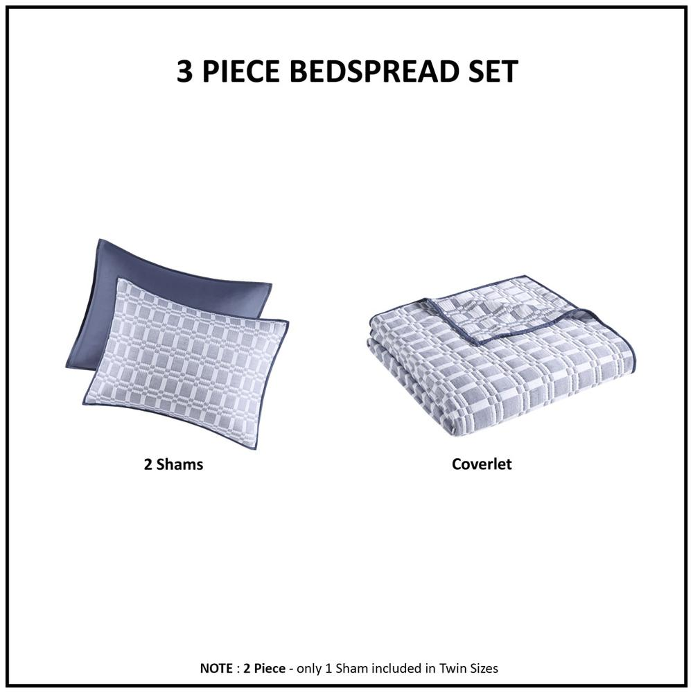 Harlow 3 Piece Reversible Matelasse Coverlet Set -3 pcs. (96 x 90)