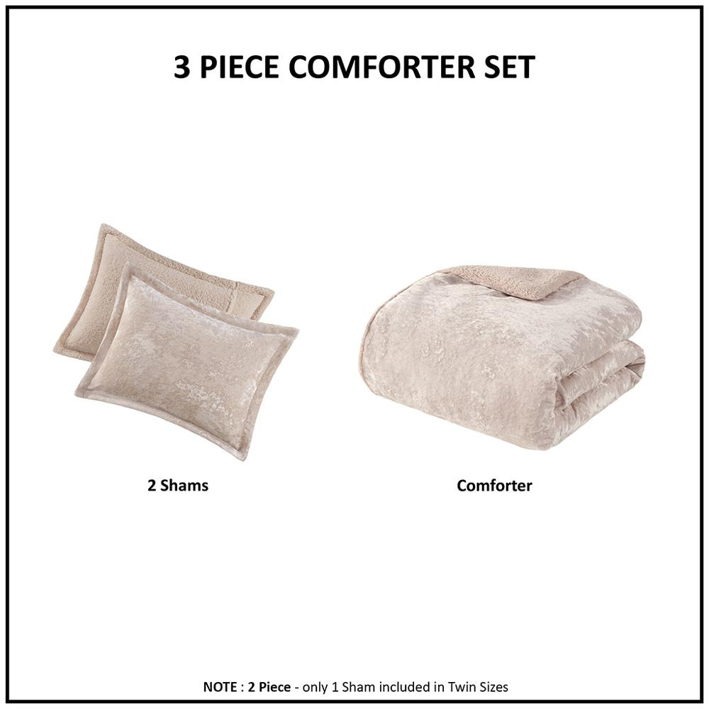 Mira Crushed Velvet Sherpa Reversible Comforter Set -3 pcs. (68 x 90)