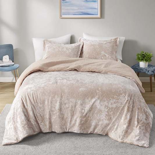 Mira Crushed Velvet Sherpa Reversible Comforter Set -3 pcs. (68 x 90)