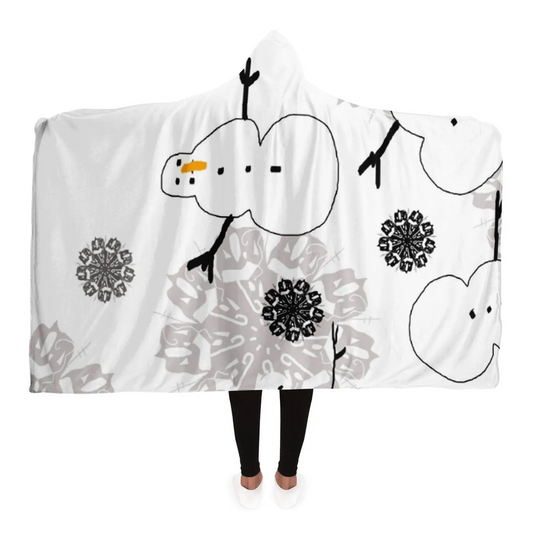 Snowman Pattern Hooded Blanket