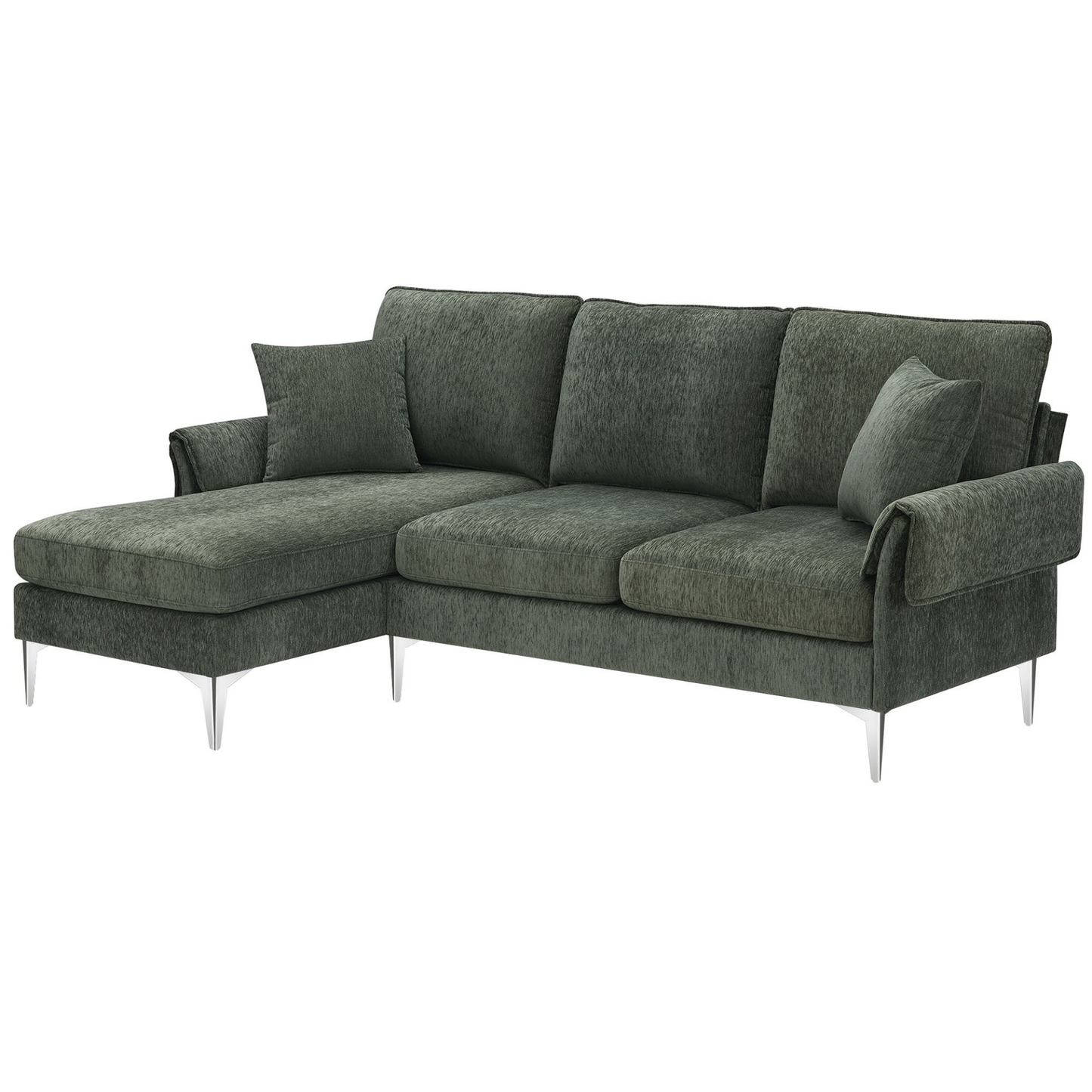 Sectional Sofa, Modern Chenille L-Shaped Sofa Couch w/Reversible Chaise Lounge (2 Pillows)