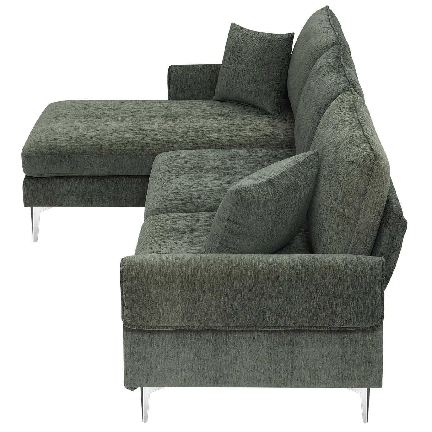 Sectional Sofa, Modern Chenille L-Shaped Sofa Couch w/Reversible Chaise Lounge (2 Pillows)