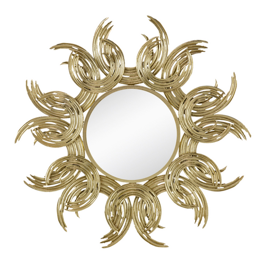 38"Boho Wall Sunburst Metal Decorative Mirror w/Gold Finish