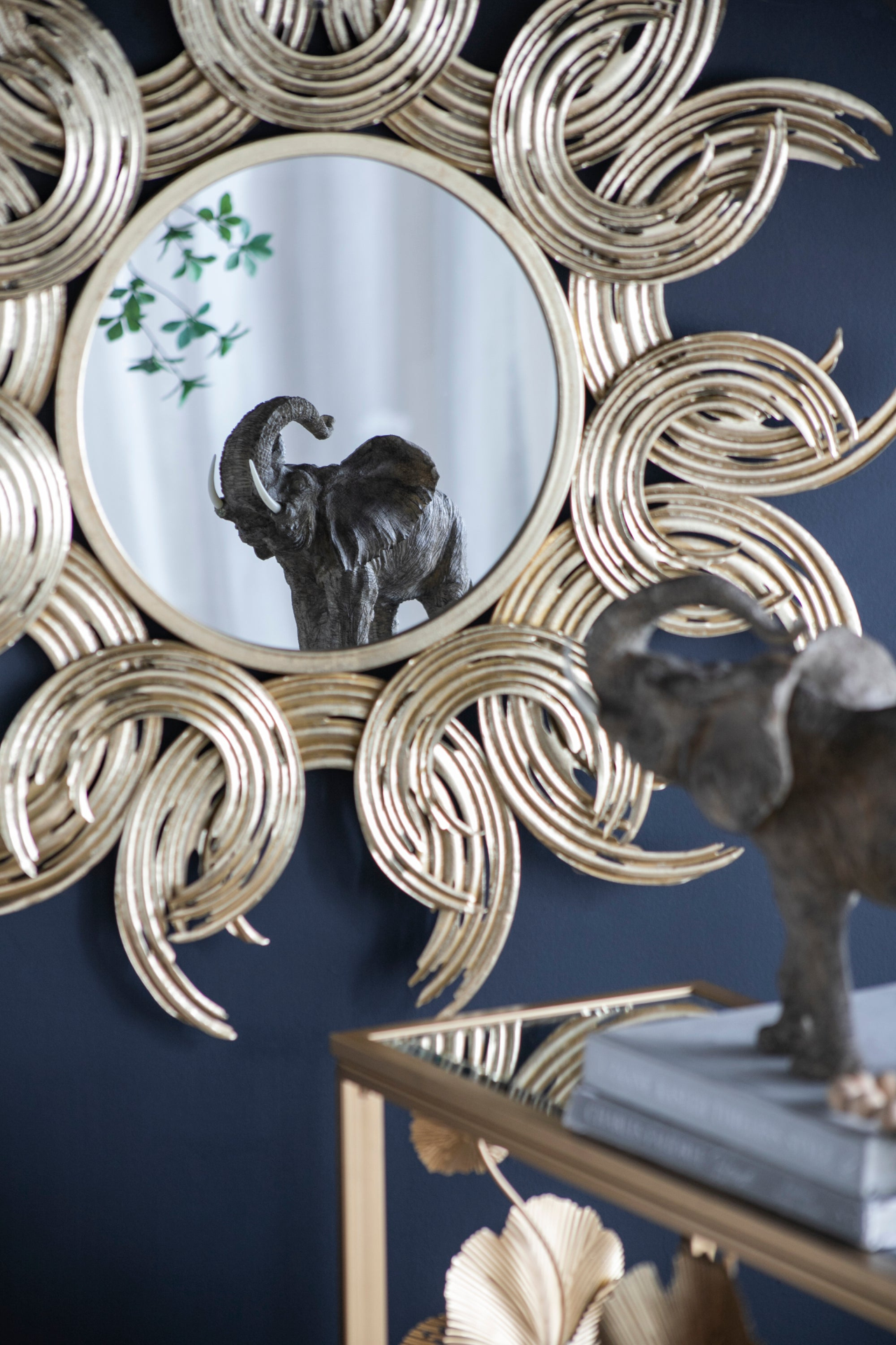 38"Boho Wall Sunburst Metal Decorative Mirror w/Gold Finish