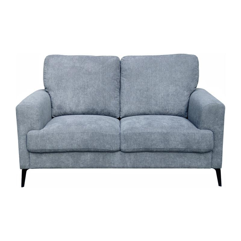 Gray Fabric Loveseat with Black Metal Legs