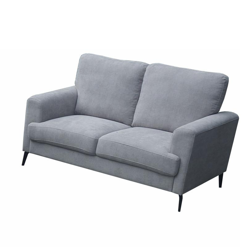 Gray Fabric Loveseat with Black Metal Legs