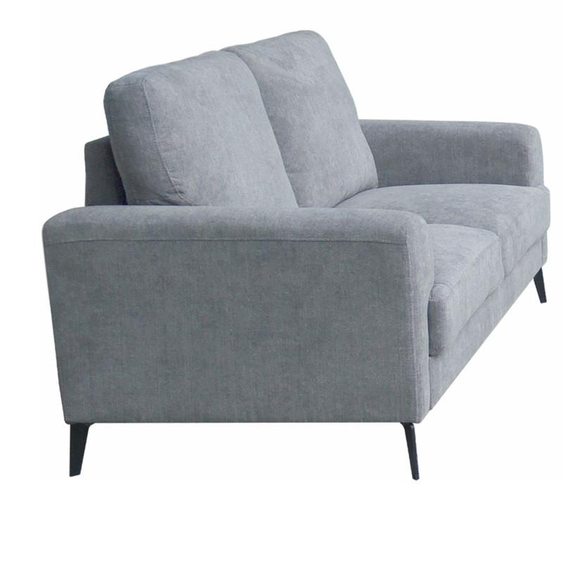 Gray Fabric Loveseat with Black Metal Legs