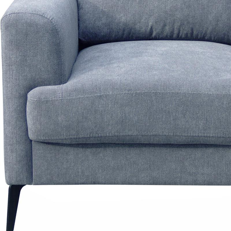 Gray Fabric Loveseat with Black Metal Legs