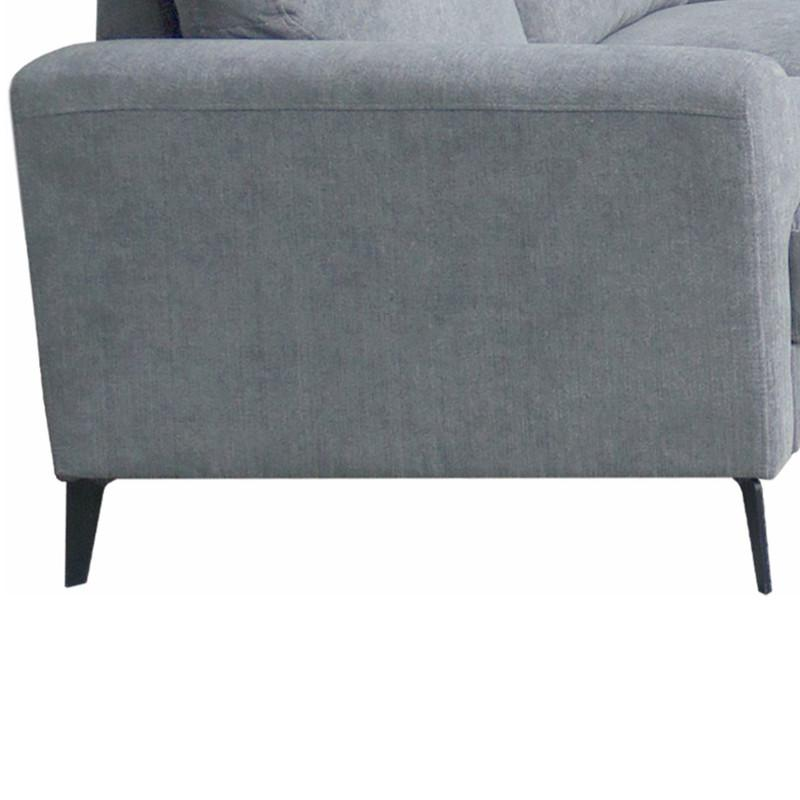 Gray Fabric Loveseat with Black Metal Legs