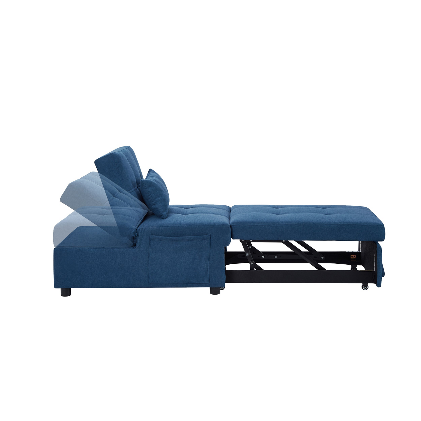 Living Room Bed Room Furniture with Blue Linen Fabric Recliner Chair Bed