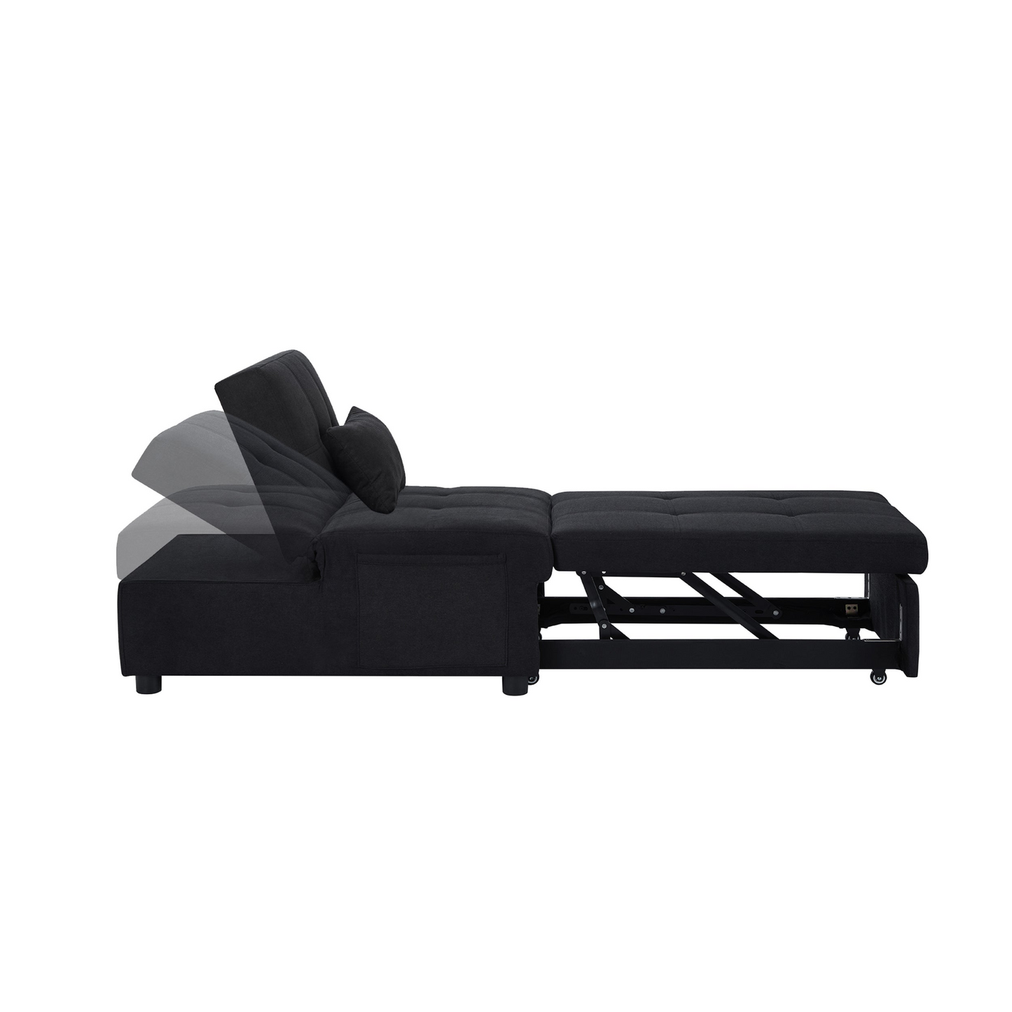 Living Room Bed Room Furniture with Black Linen Fabric Recliner Chair Bed