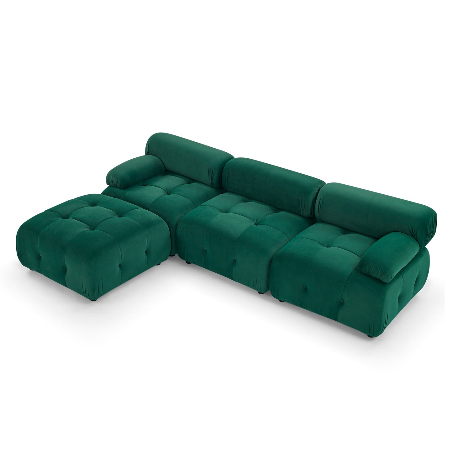 L-Shape Modular Sectional Sofa, Button Tufted w/Reversible Ottoman