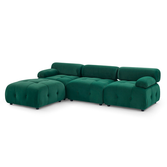 L-Shape Modular Sectional Sofa, Button Tufted w/Reversible Ottoman