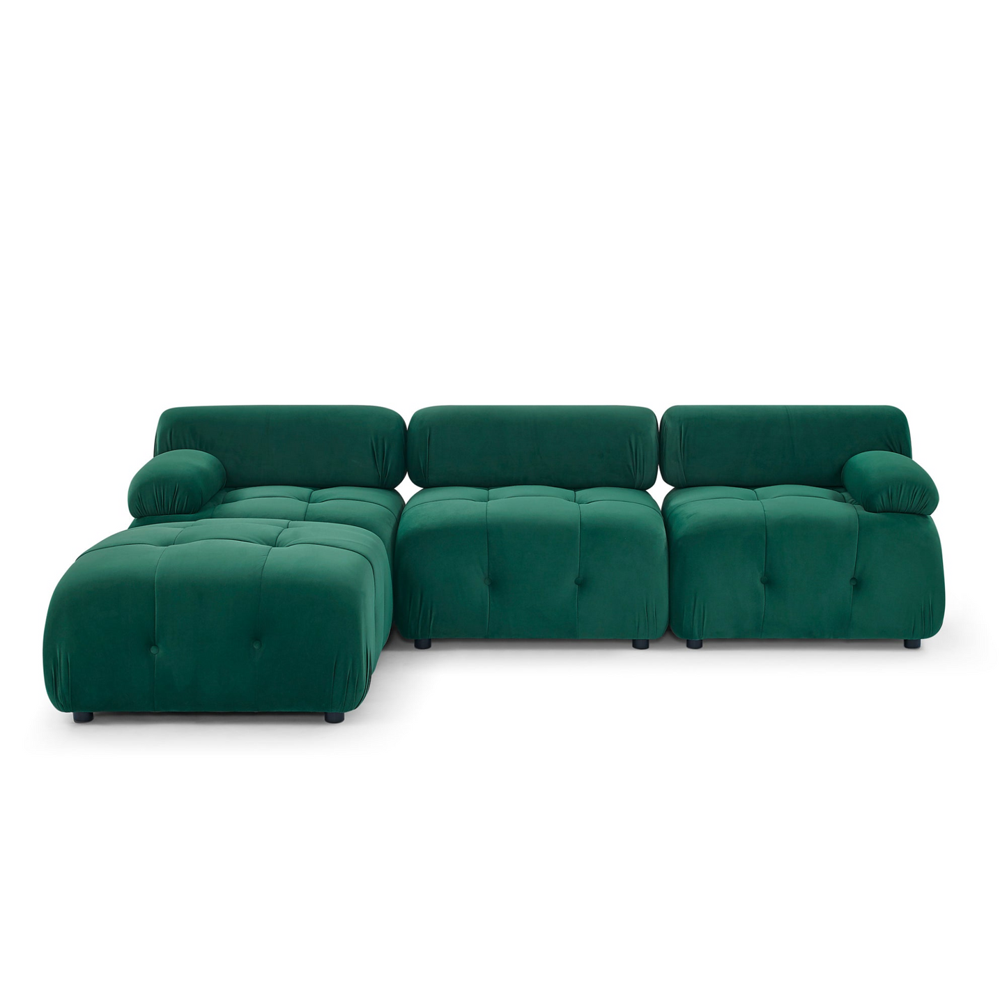 L-Shape Modular Sectional Sofa, Button Tufted w/Reversible Ottoman