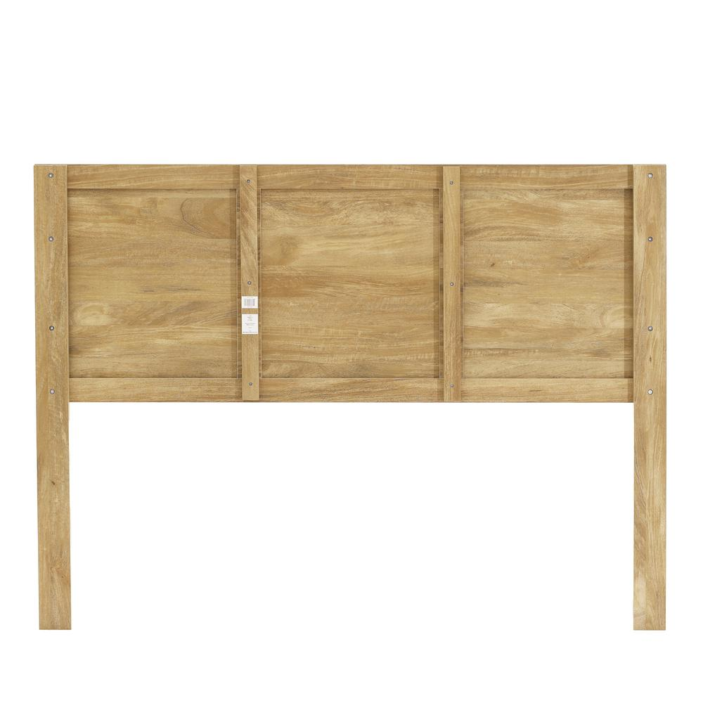 Oak Finish Manufactured Wood with Natural Rattan Panels Headboard, Queen