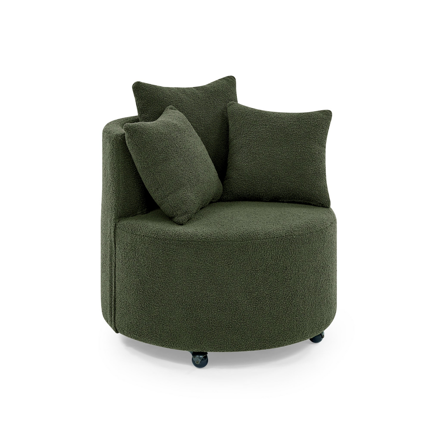 Teddy Swivel Accent Back Chair w/Movable Wheels, Including 3 Pillows