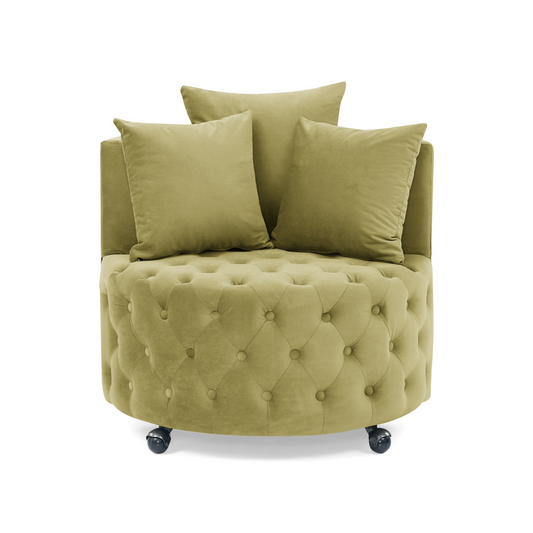 Velvet Upholstered Swivel Chair Khaki Green