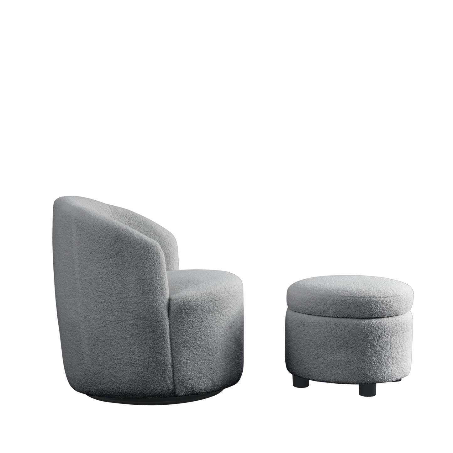 Swivel barrel chair, living room swivel chair with round storage chair, 360 ° swivel club chair, nursery, bedroom, office, hotel with upholstered modern armchair, teddy fabric