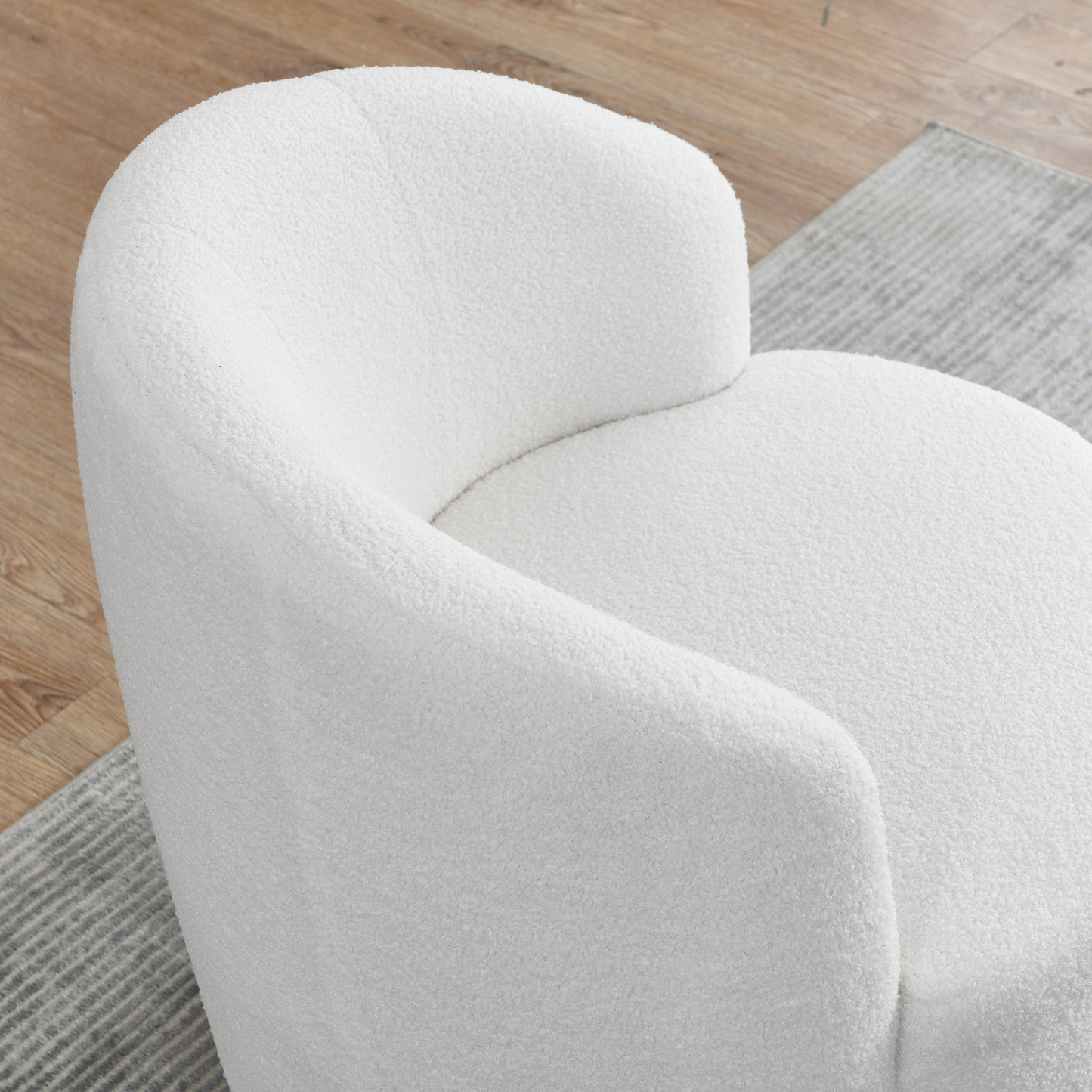 Swivel barrel chair, living room swivel chair with round storage chair, 360 ° swivel club chair, nursery, bedroom, office, hotel with upholstered modern armchair, teddy fabric