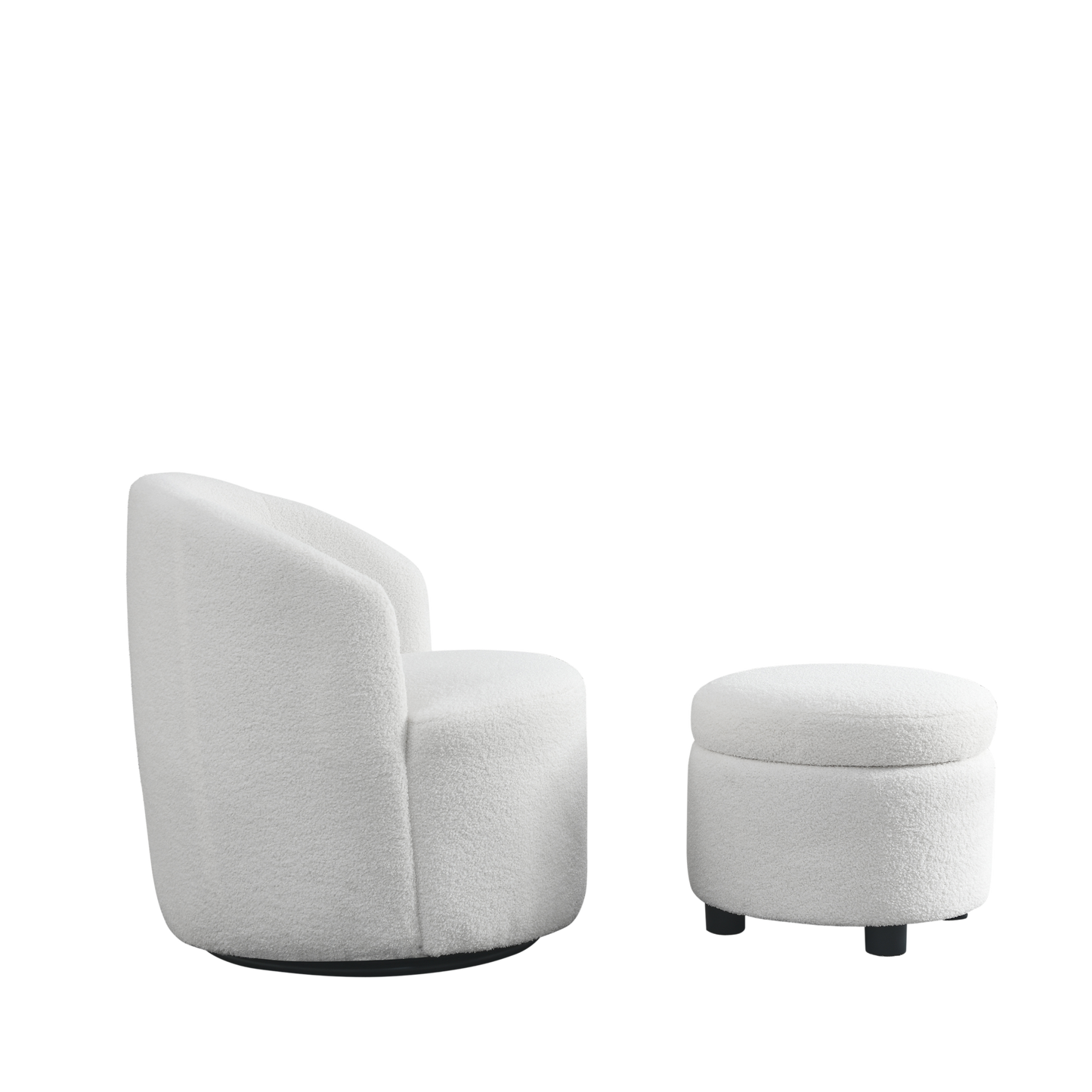 Swivel barrel chair, living room swivel chair with round storage chair, 360 ° swivel club chair, nursery, bedroom, office, hotel with upholstered modern armchair, teddy fabric