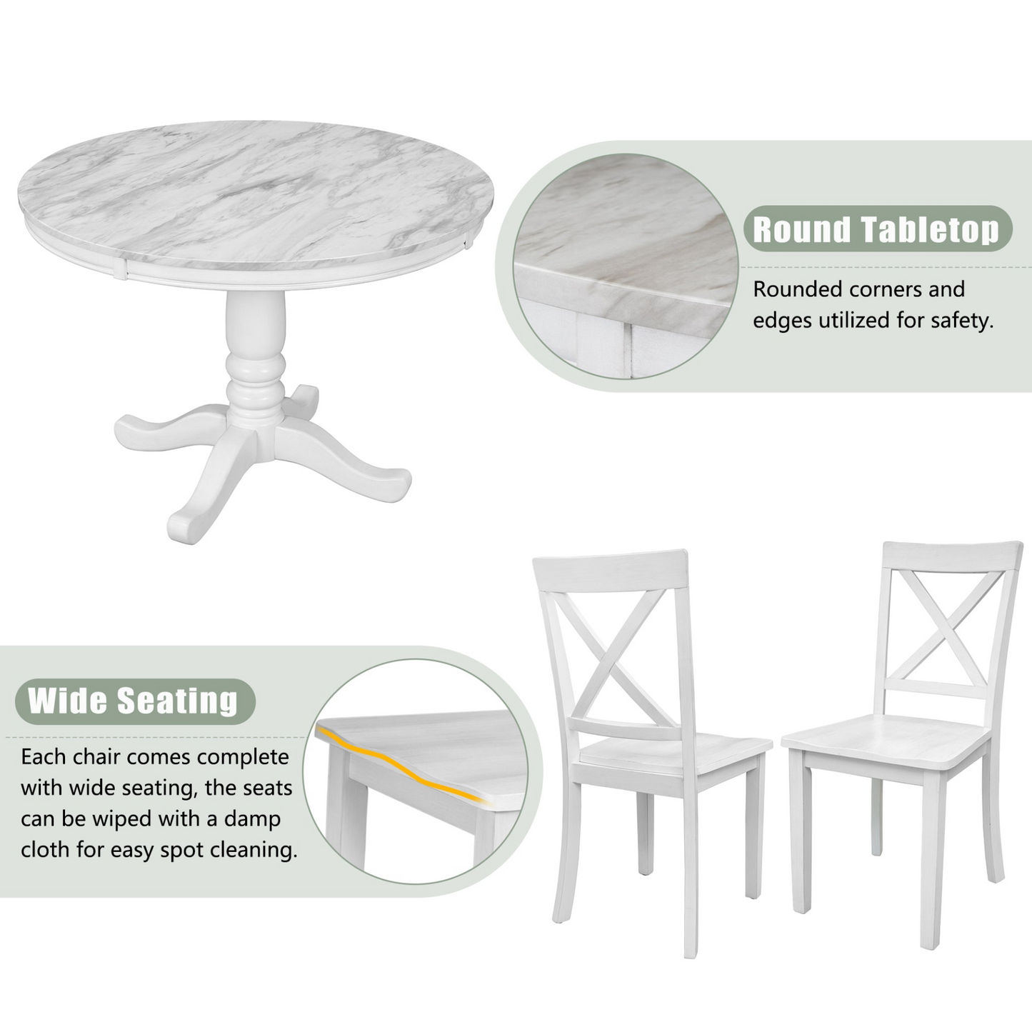 Dining Table and Chairs Set for 4 Persons -5 pcs.