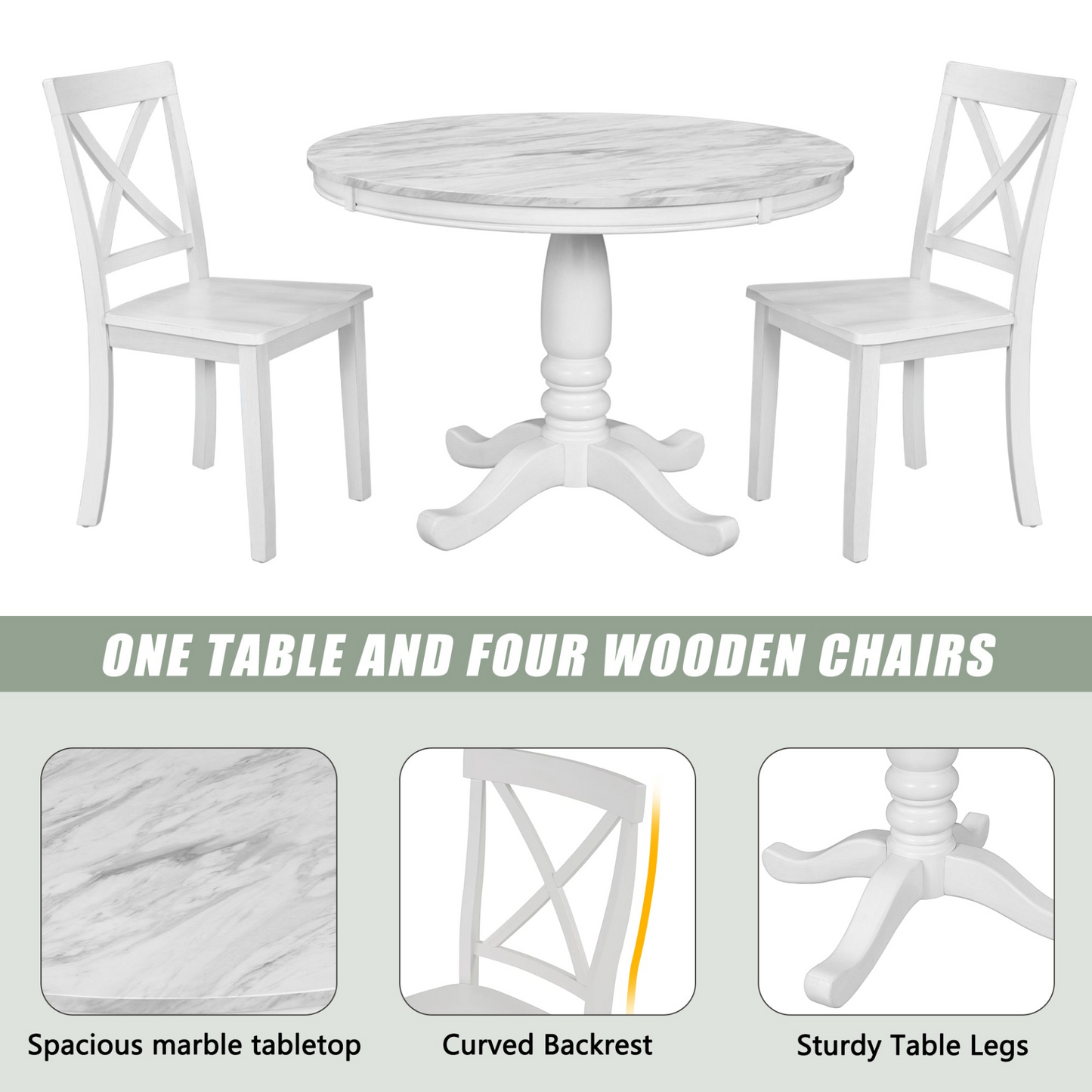 Dining Table and Chairs Set for 4 Persons -5 pcs.