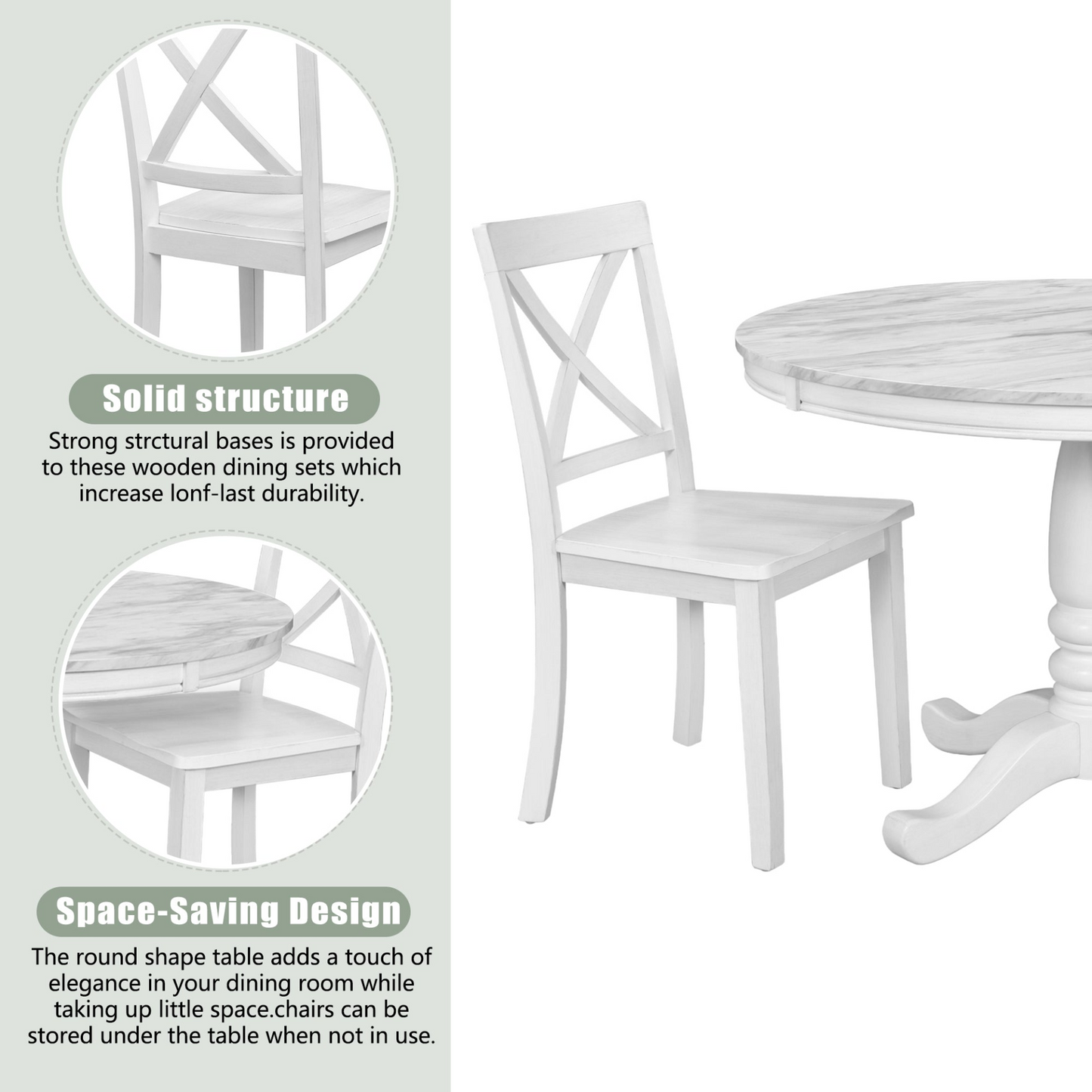 Dining Table and Chairs Set for 4 Persons -5 pcs.