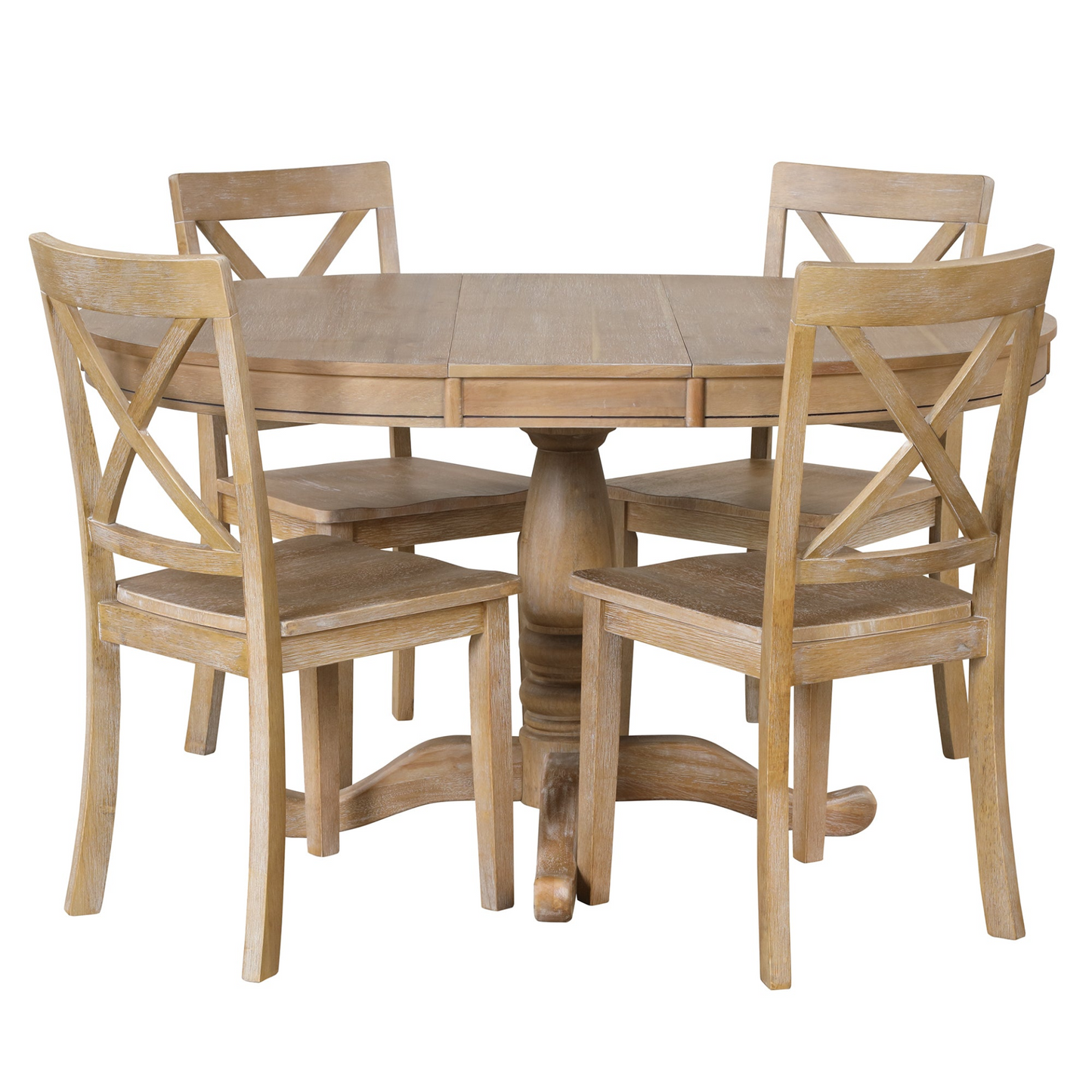 Modern Dining Table Set, Natural Wood Wash -5 pcs.