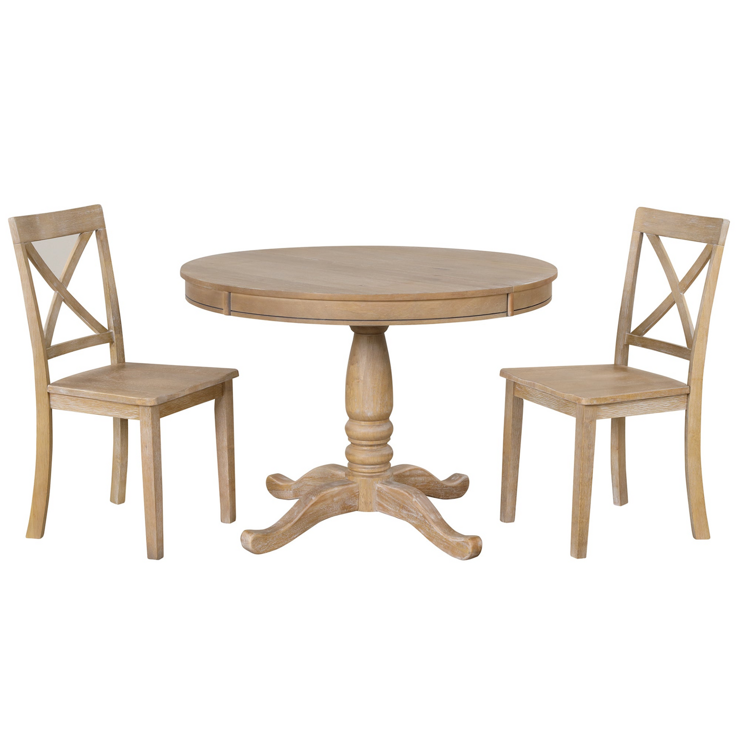 Modern Dining Table Set, Natural Wood Wash -5 pcs.