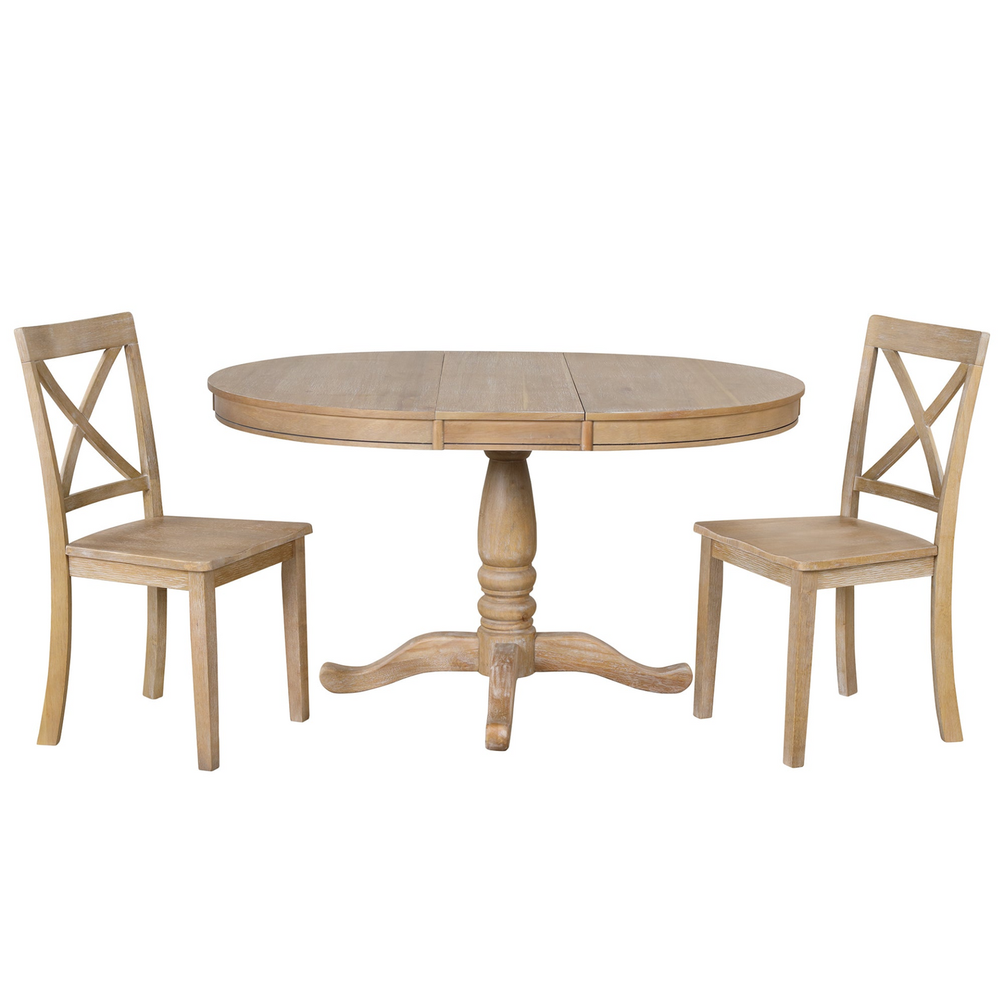 Modern Dining Table Set, Natural Wood Wash -5 pcs.