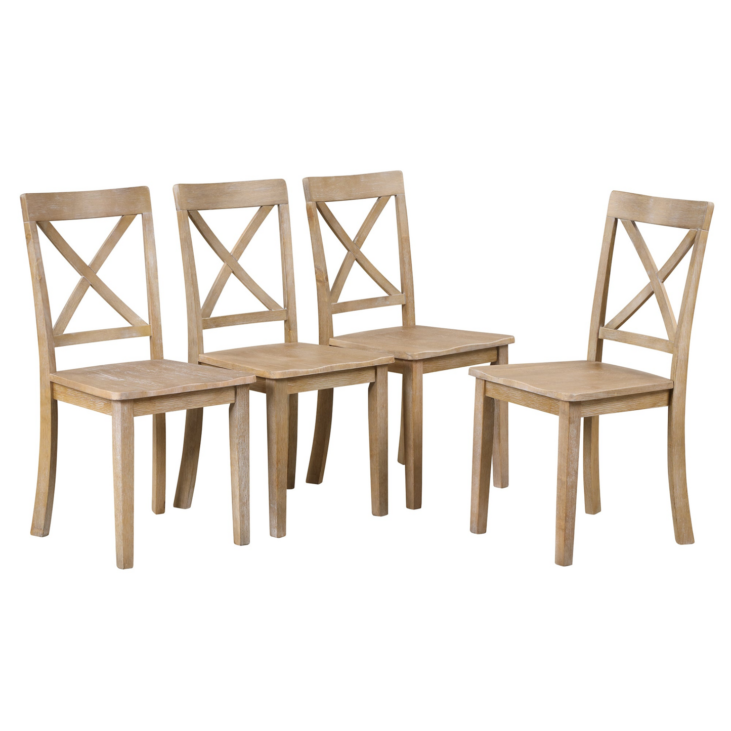 Modern Dining Table Set, Natural Wood Wash -5 pcs.