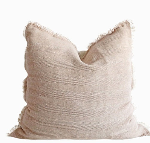 Summer Raw Edge Cotton and Linen Decorative Pillow