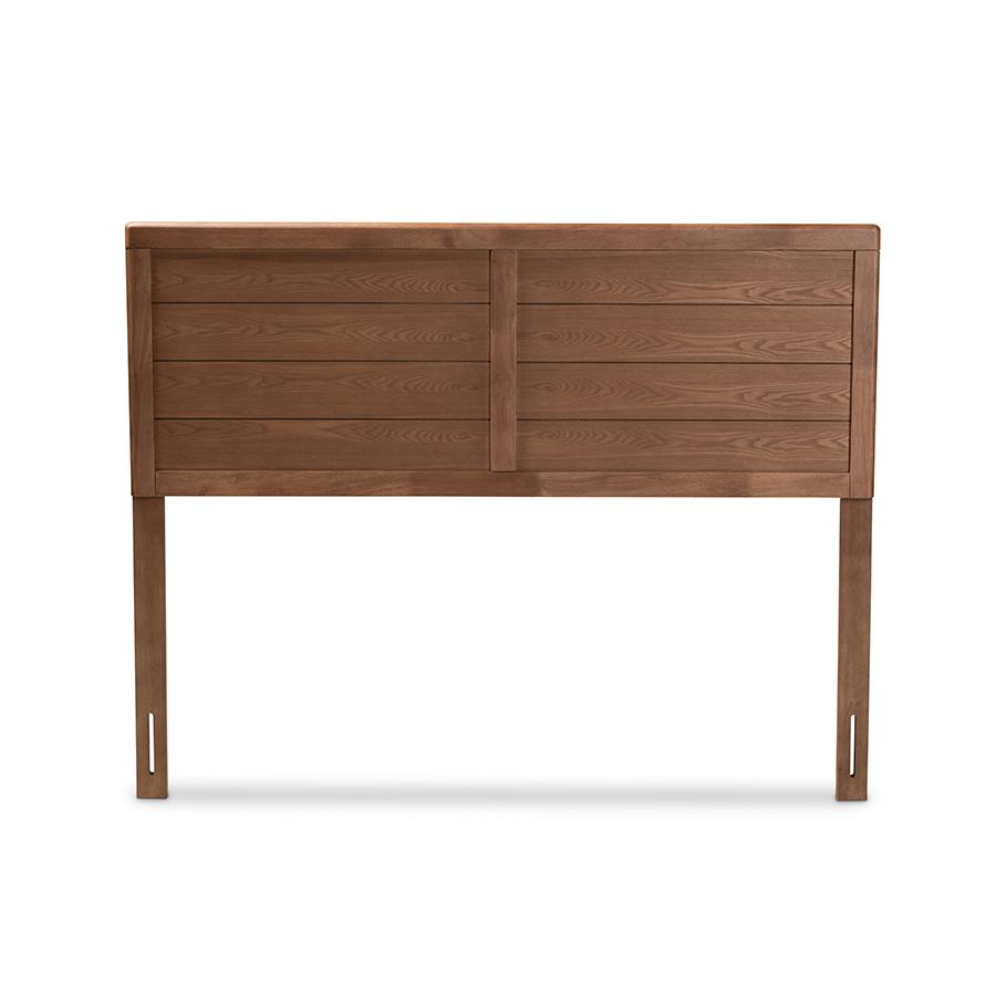 Seren Mid-Century Modern Walnut Brown Finished Wood Queen Size Headboard