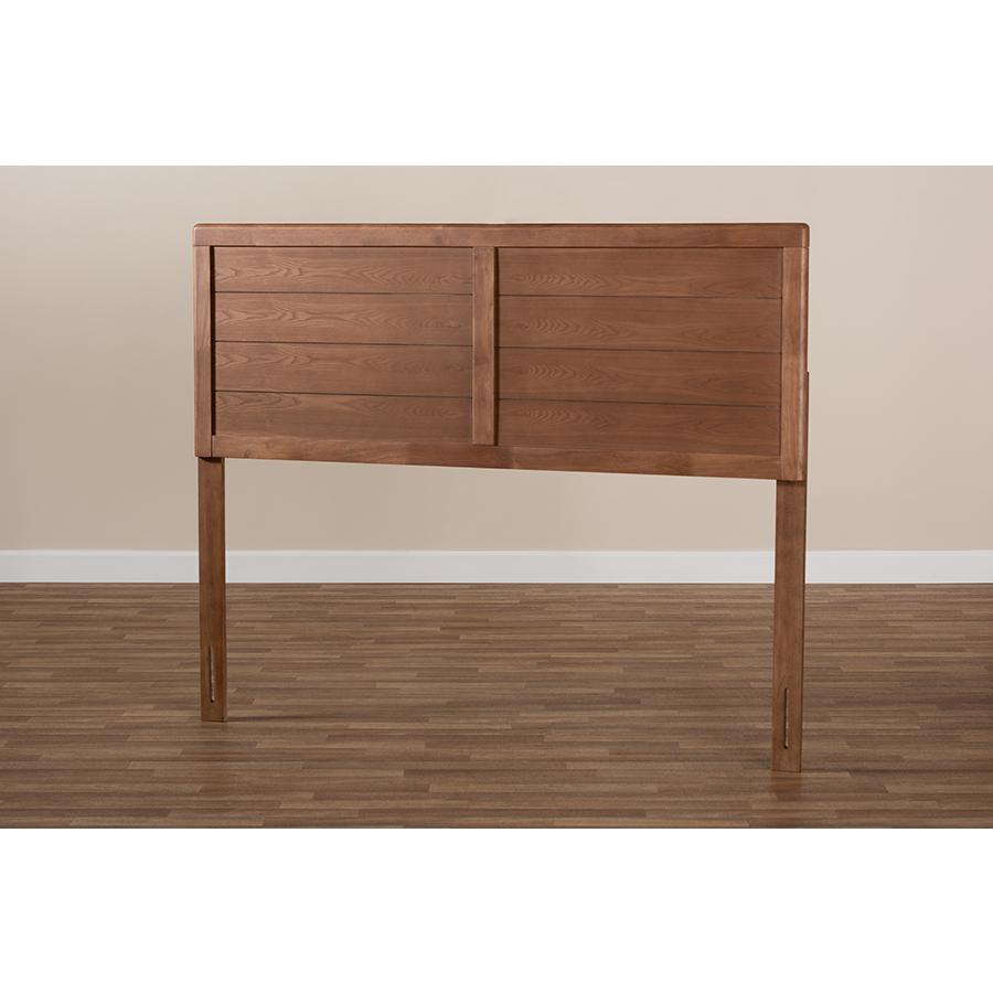 Seren Mid-Century Modern Walnut Brown Finished Wood Queen Size Headboard