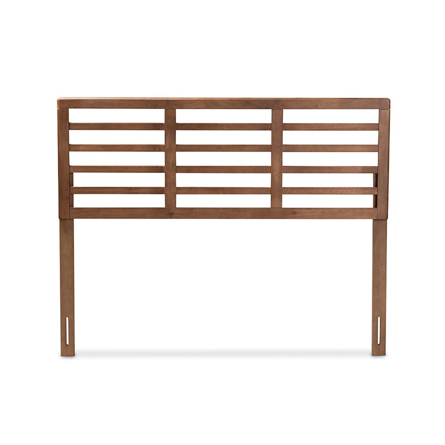 Walnut Brown Finished Wood Queen Size Open Slat Headboard