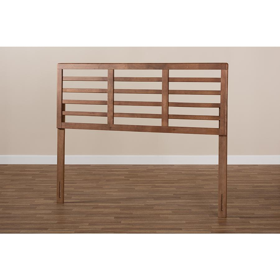 Walnut Brown Finished Wood Queen Size Open Slat Headboard