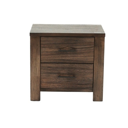 Oak Finish Wood Nightstand 2x Drawers