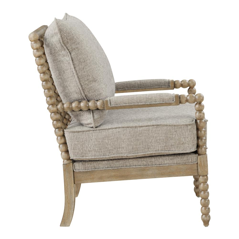 Fletcher Spindle Chair in Fog Fabric with Rustic Brown Finish