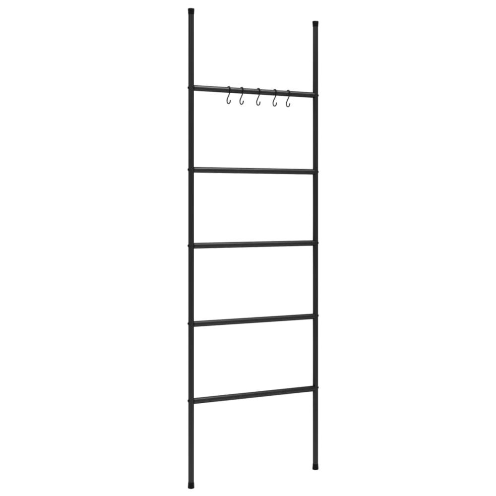 Towel Rack Ladder with 5 Tiers Black 22.8"x68.9" Iron