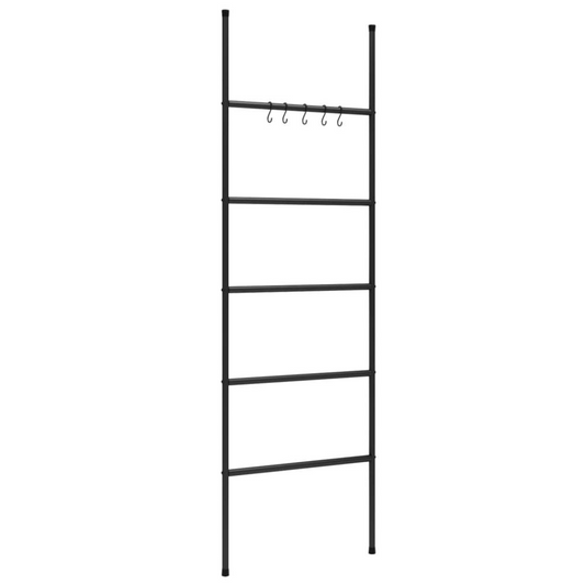 Towel Rack Ladder with 5 Tiers Black 22.8"x68.9" Iron