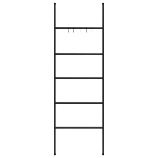 Towel Rack Ladder with 5 Tiers Black 22.8"x68.9" Iron