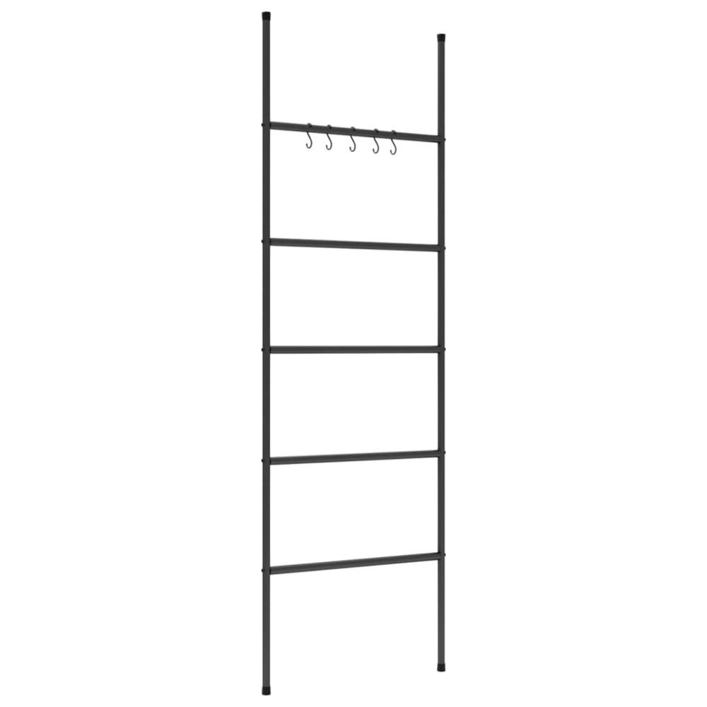 Towel Rack Ladder with 5 Tiers Black 22.8"x68.9" Iron