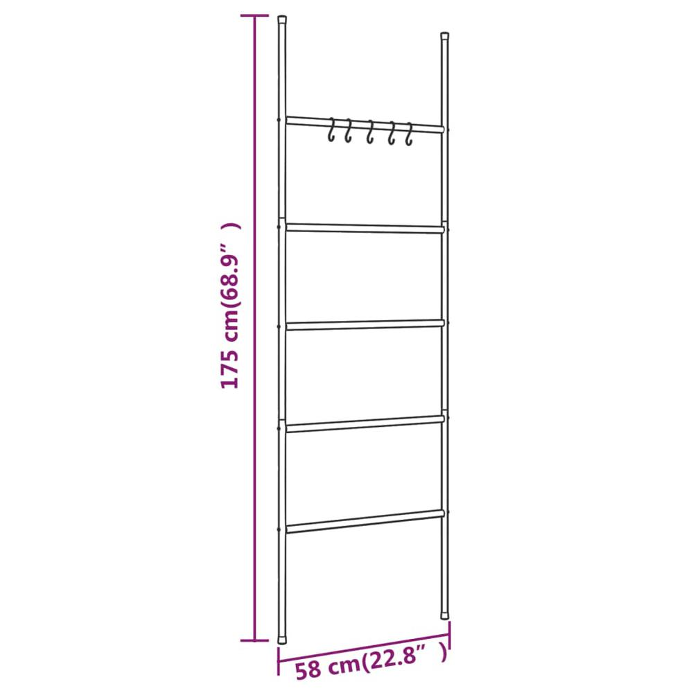 Towel Rack Ladder with 5 Tiers Black 22.8"x68.9" Iron