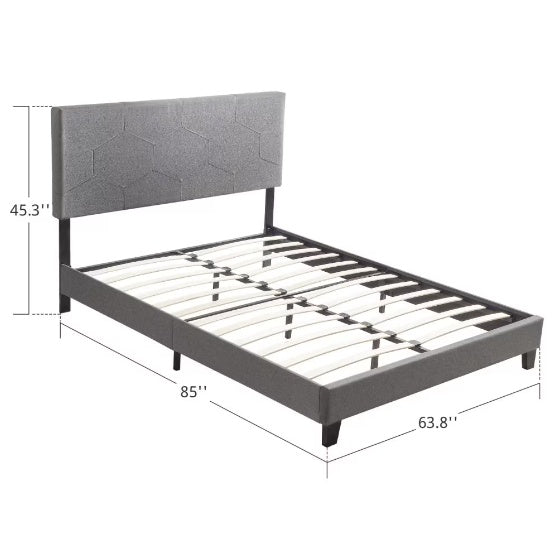 Upholstered Platform Bed Frame (Queen Size)