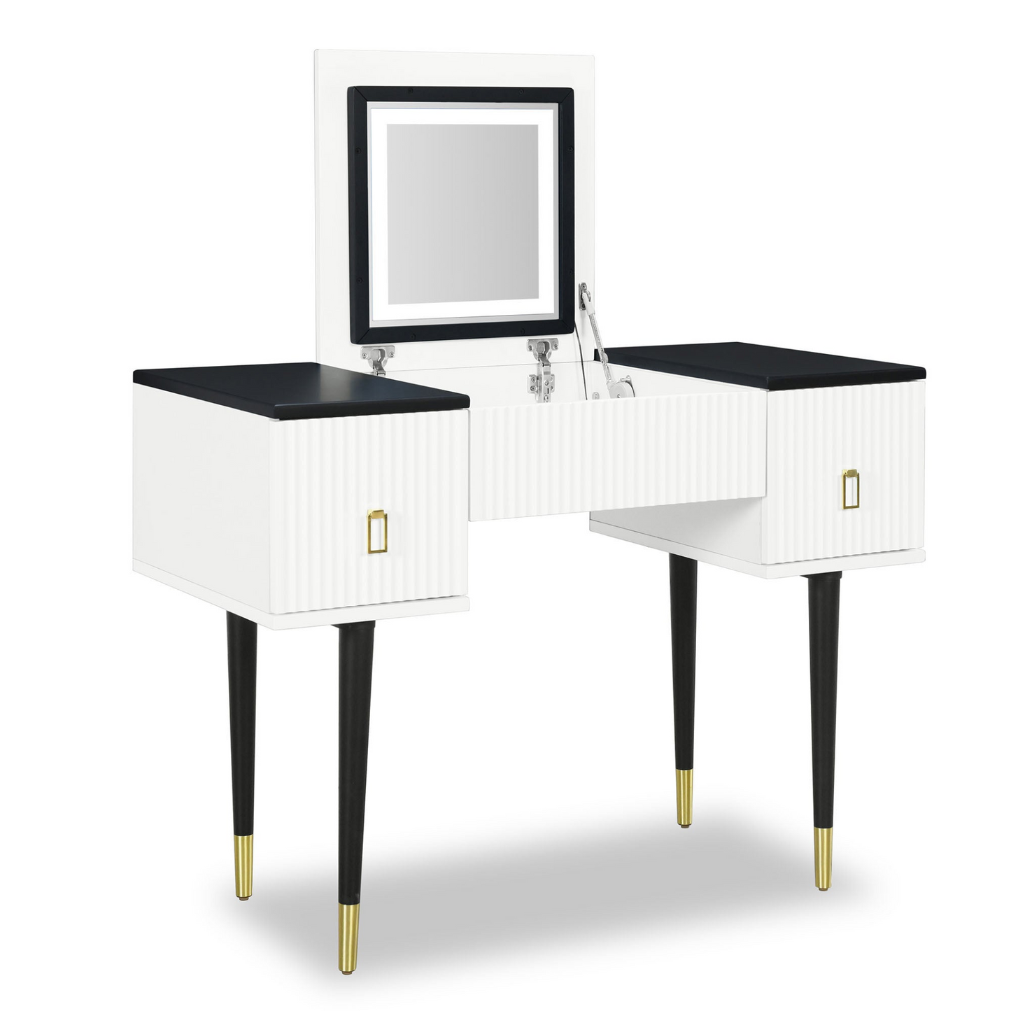 Modern Vanity Table Set w/Flip-top Mirror and LED Light