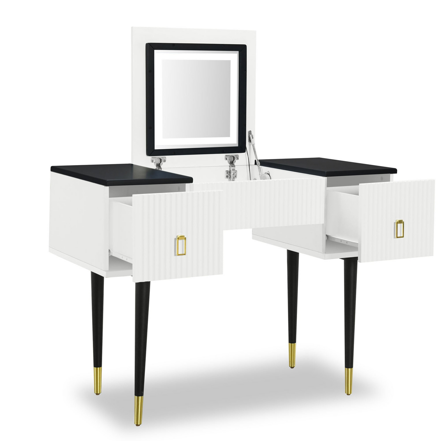 Modern Vanity Table Set w/Flip-top Mirror and LED Light