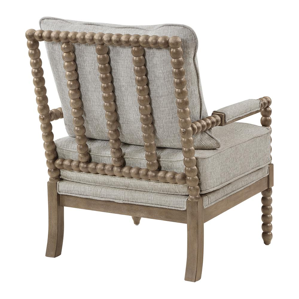 Fletcher Spindle Chair in Fog Fabric with Rustic Brown Finish