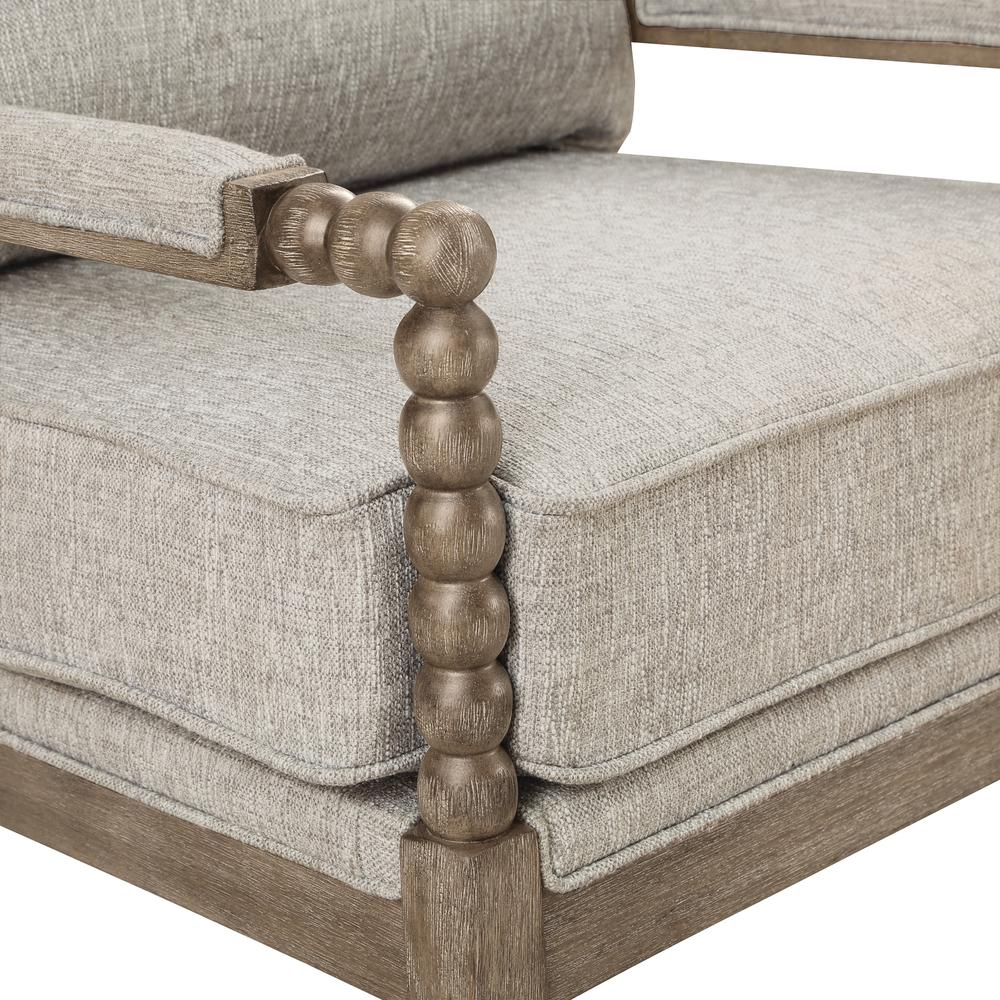 Fletcher Spindle Chair in Fog Fabric with Rustic Brown Finish