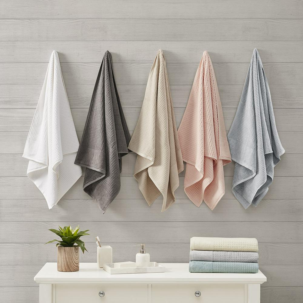 100% Cotton Waffle Jacquard Antimicrobial Bath Towel -6 Piece Set