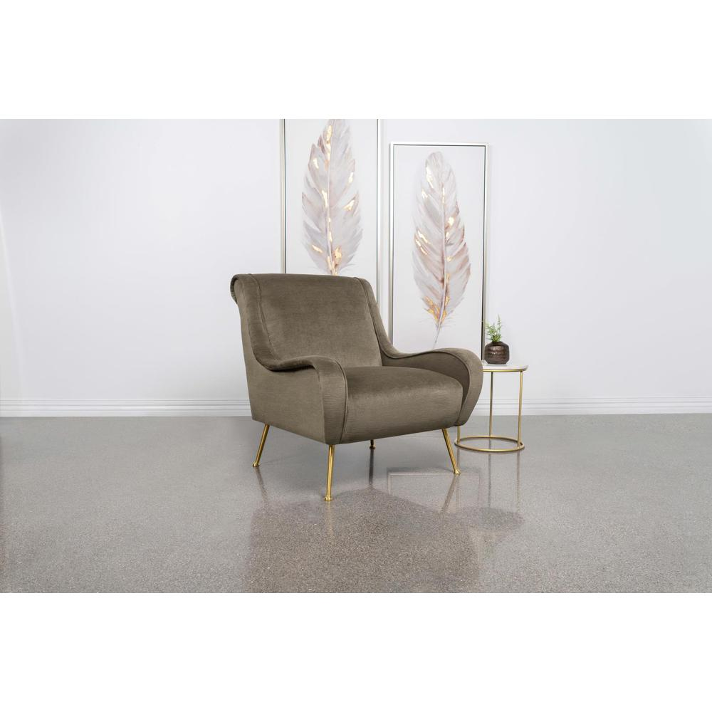 Ricci Upholstered Saddle Arms Accent Chair Truffle and Gold